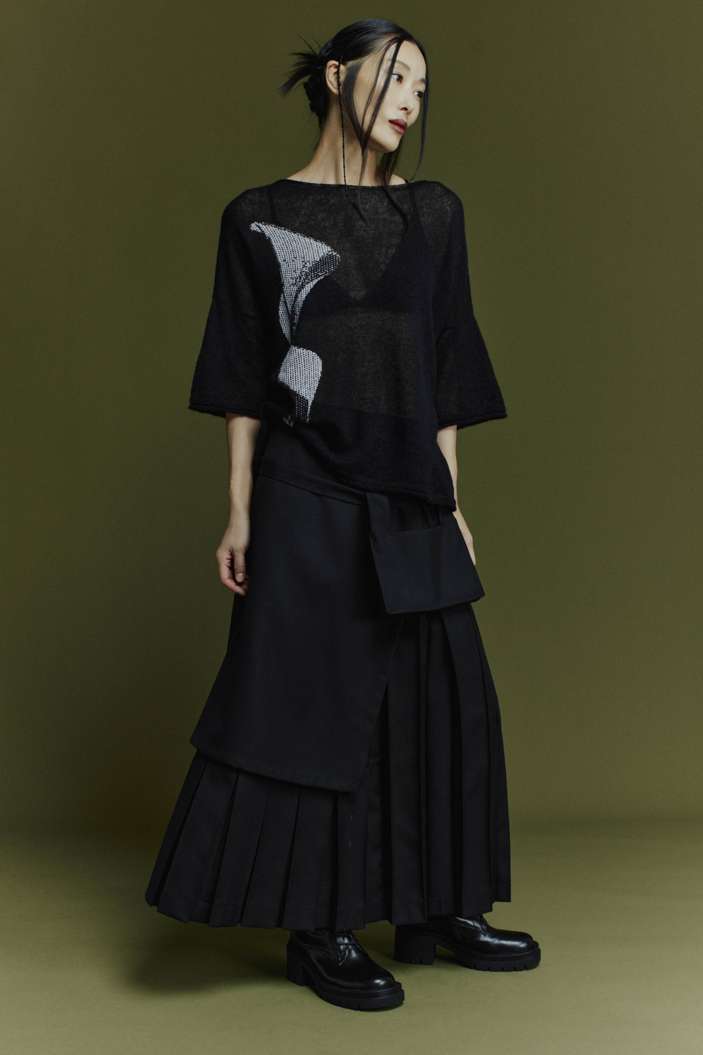 Юбка ассиметричное гофре, шерсть LESEL 70100L