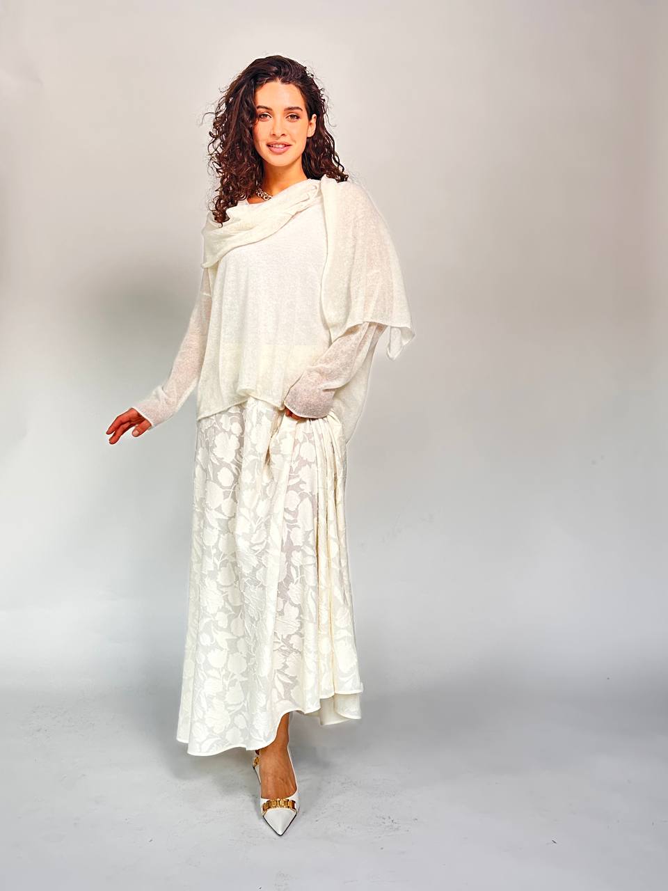 Юбка клеш Прозрачные цветы LESEL 75002L